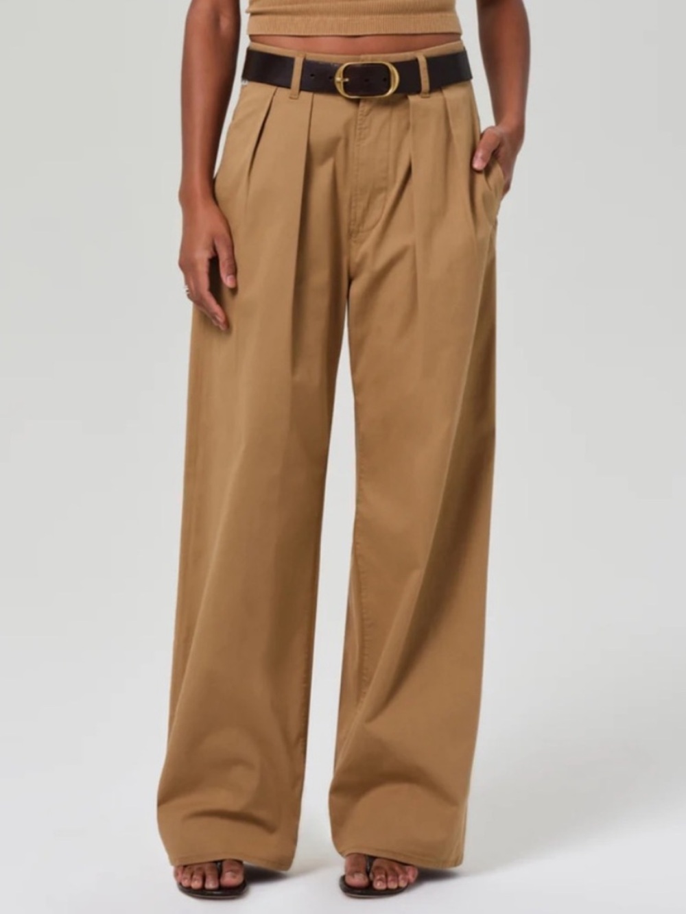 Citizens of Humanity Petra Pleated Trousers in Nano Khaki Color